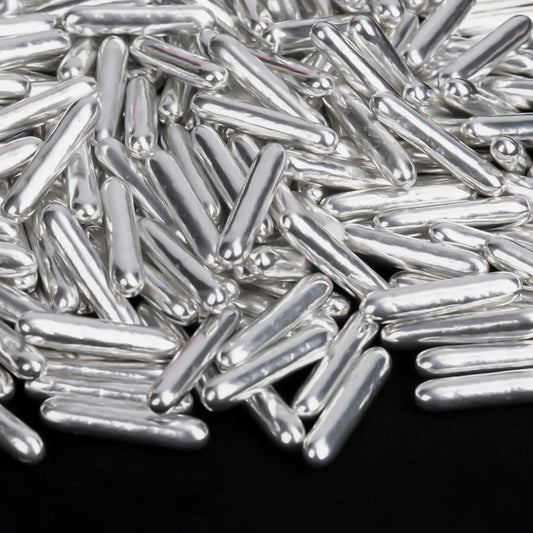 Twisweet Silver Rods Sprinkles, Edible Sugar Sprinkles for Cake Decorating, Candy Rods for Baking Cake Topper Ice Cream Cupcake Cookie Donut Decorations, Wedding Valentines Birthday Party Christmas Easter Supplies (130g/4.58oz)