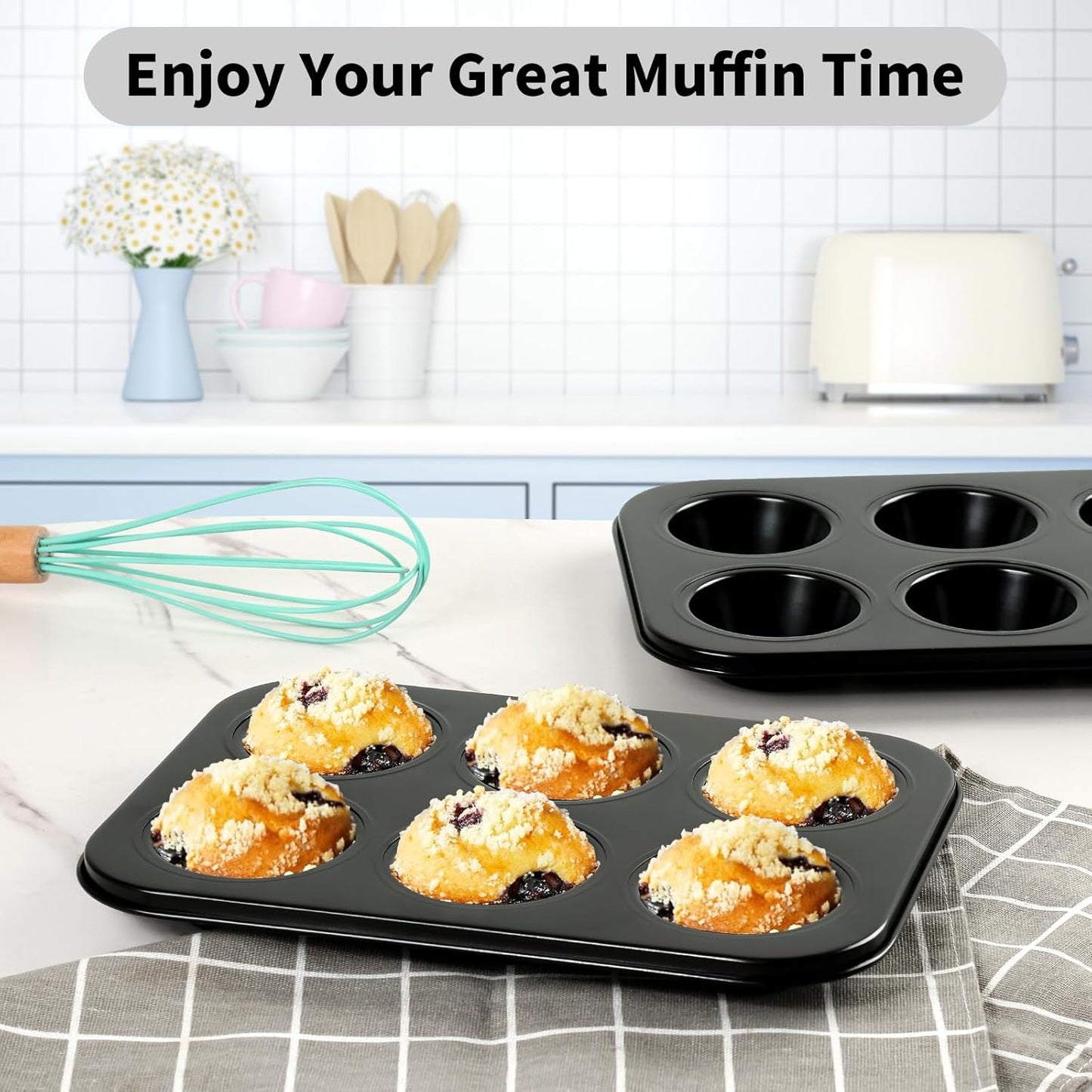 Muffin Baking Pan 2-Pack, Nonstick Premium Carbon Steel Muffin Pan for Baking, Cupcake Tin Cheesecake Pans