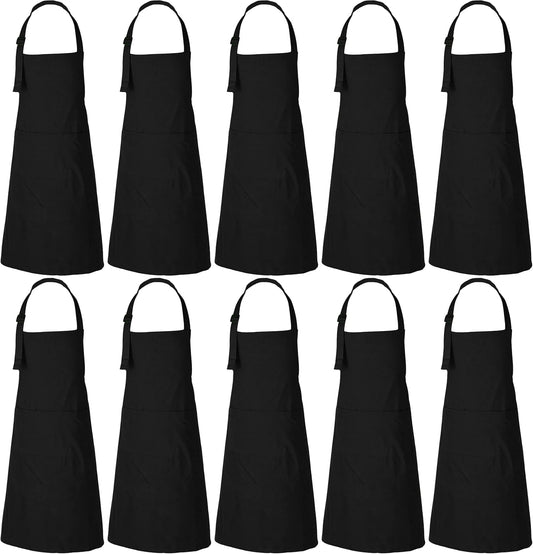 RAJRANG 100% Cotton Cooking Apron with 3 Pockets Kitchen Chef BBQ Adjustable Bib Aprons for Women Men