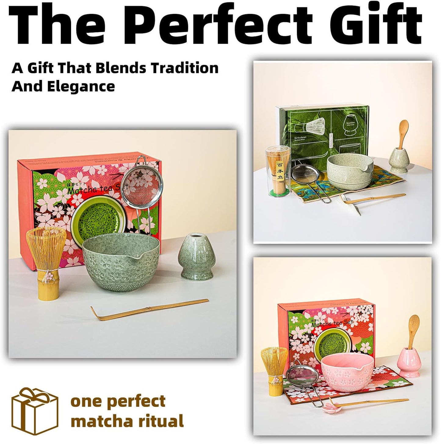 8 PCS Matcha Whisk Set, Ceramic Matcha Set, Includes Bowl, Matcha Whisk Holder Matcha Bamboo Whisk, Scoop, Sifter, Unique Gift for Matcha Lovers (B)