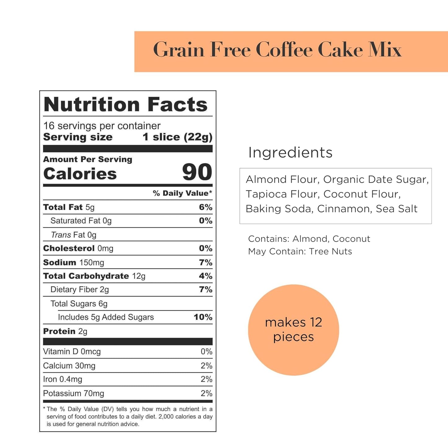 Stellar Eats Grain-Free Coffee Cake Baking Mix | Gluten-Free, Dairy-Free, Plant-Based, Paleo-Friendly, Naturally Sweetened with Date Sugar, Certified Kosher | Almond Flour-Based | 12.6 oz | 1 Pack