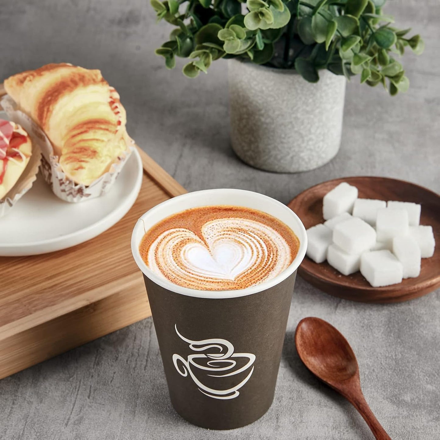 LITOPAK 240 Pack 12 oz Paper Cups, Brown Disposable Hot Coffee Cups for Party, Picnic, Travel, and Events