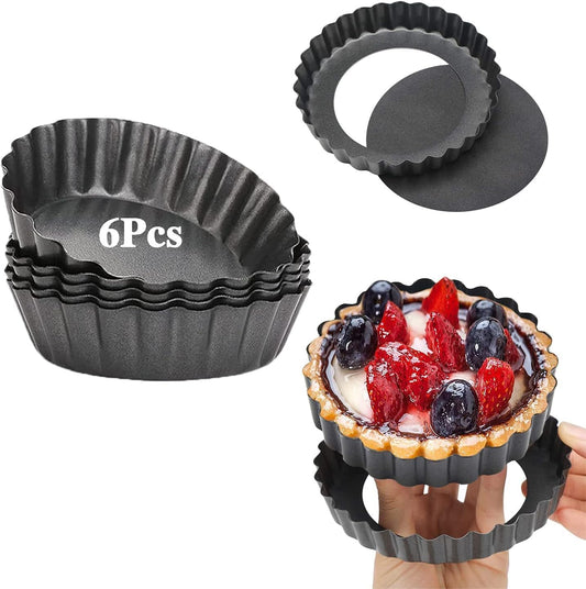 Tart Pans 4 Inch with Removable Bottom Fluted Pie Tart Pans, Round Non-Stick Pan Quiche Pan, for Baking Pizza Mousse Cakes, Christmas Dessert