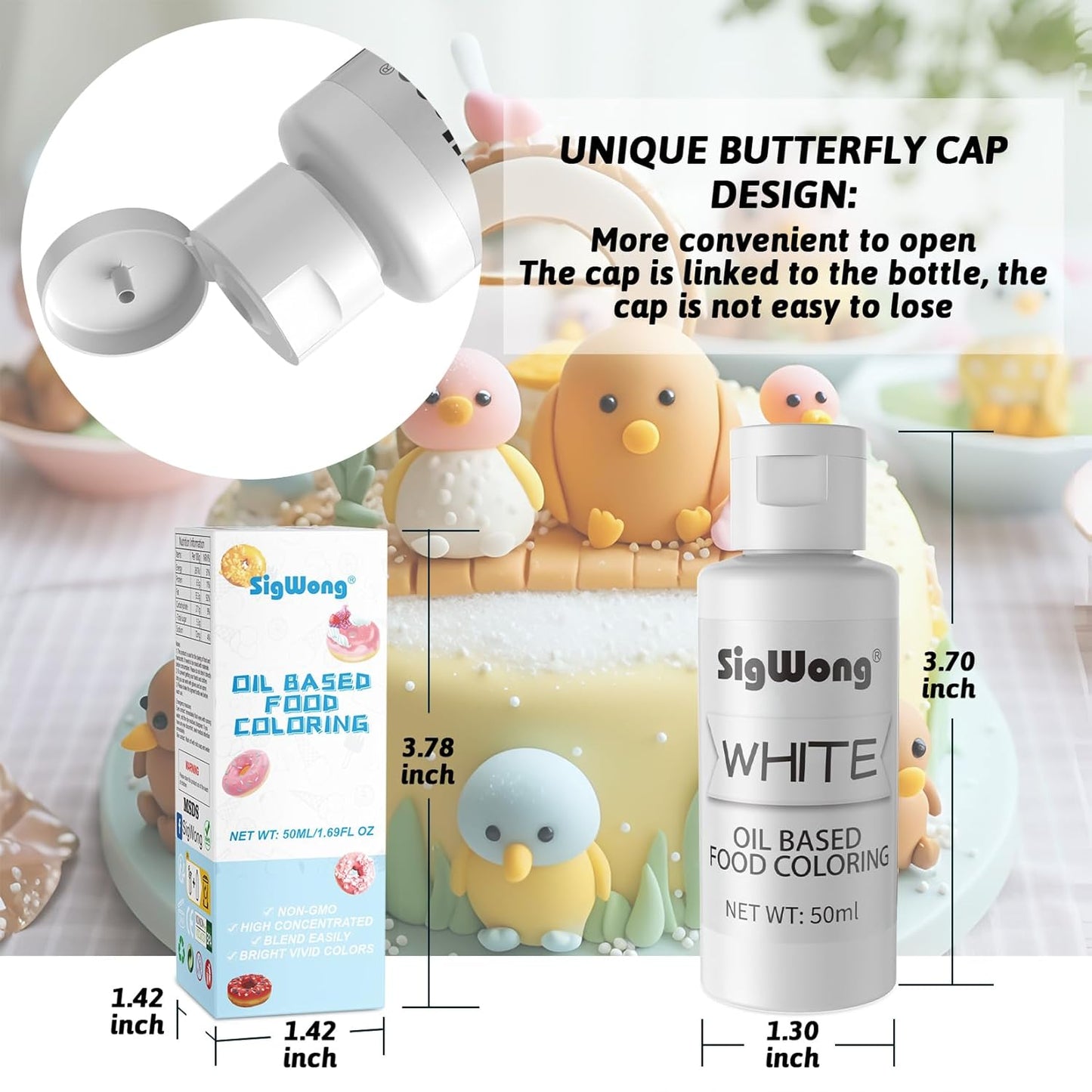 Oil Based Food Coloring for Chocolate - 50ml White Upgraded Edible Oil Based Food Dye for Cake Decorating, Icing Frosting, Fondant, Baking, Candy Melts, Cookie, Meringues - 1.69 Fl.Oz Bottles