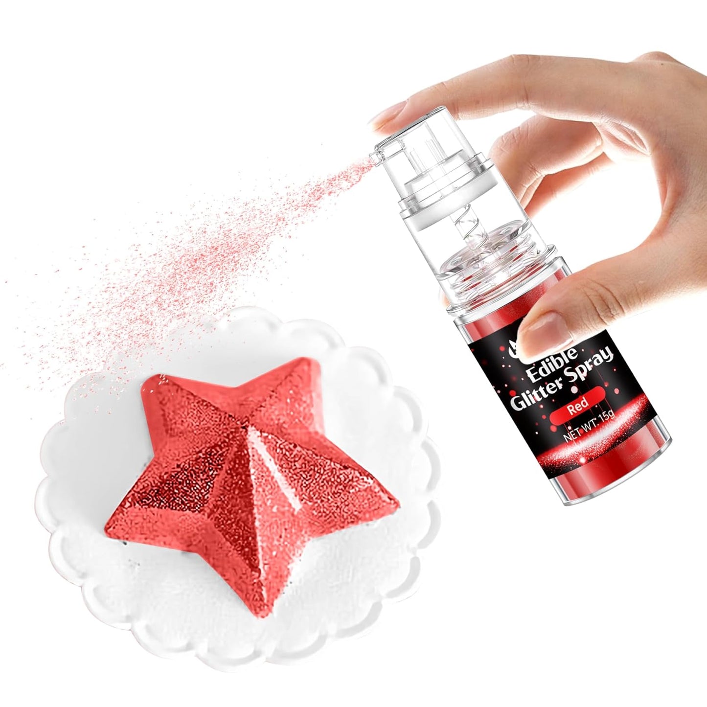 Red Edible Glitter Spray - 15g Edible Red Glitter for Cakes Food Grade Shimmer Powder Cake Spray for Cookie Decorating Chocolate Strawberry
