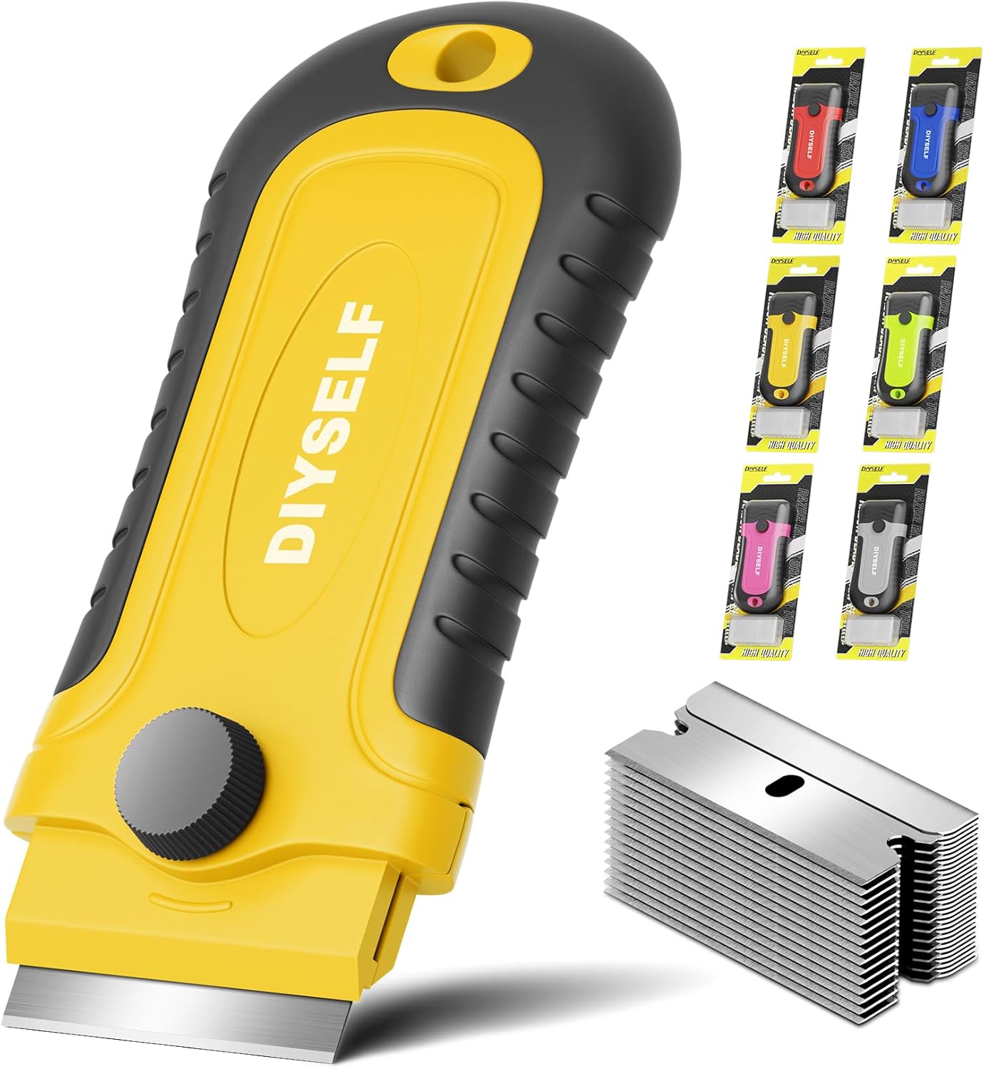 DIYSELF Razor Blade Scraper | 1 Pack Razor Scraper with 15 Razor Blades | Razor Blade Scraper Tool Kitchen | Glass Scraper | Window Scraper | Glass Stove Top Scraper | Paint Scraper | Cooktop Scraper