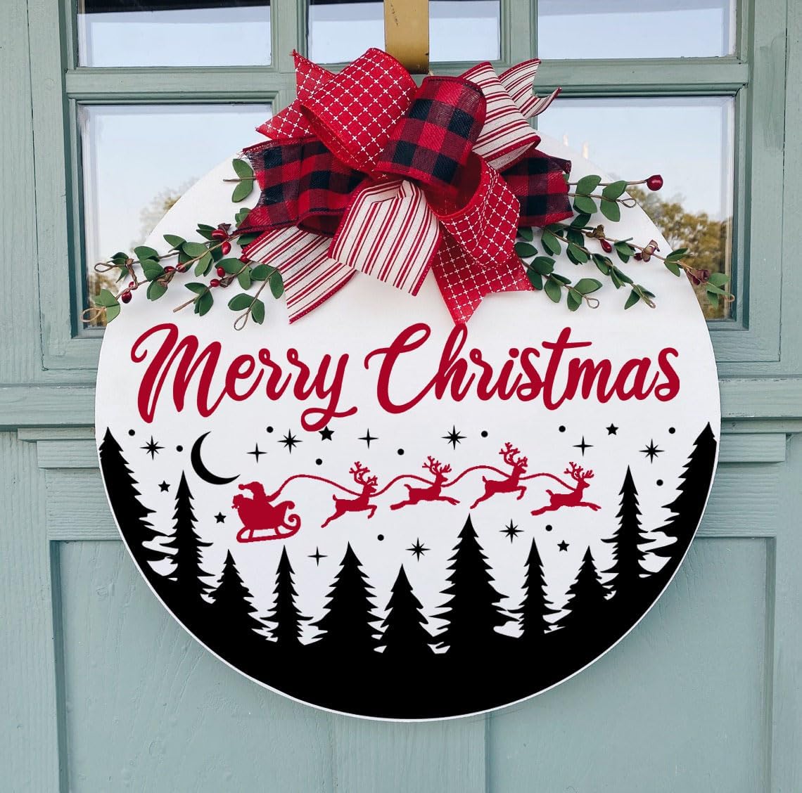 Christmas Stencils 12” Large Christmas Stencils for Crafts Reusable Christmas Stencil Holiday Drawing Templates for Door Hanger Porch Wreath Doormat Window Glass Decor(XMS Half R Stencil 03-14p)