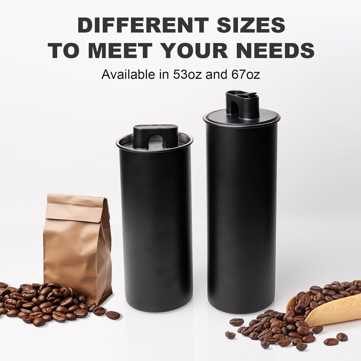 Vacuum Coffee Canister, 67oz Air Seal for Coffee Bean Storage, Stainless Steel Food Storage Container, Preserves Freshness Longer, Airtight Coffee Storage for Grounds & Whole Beans