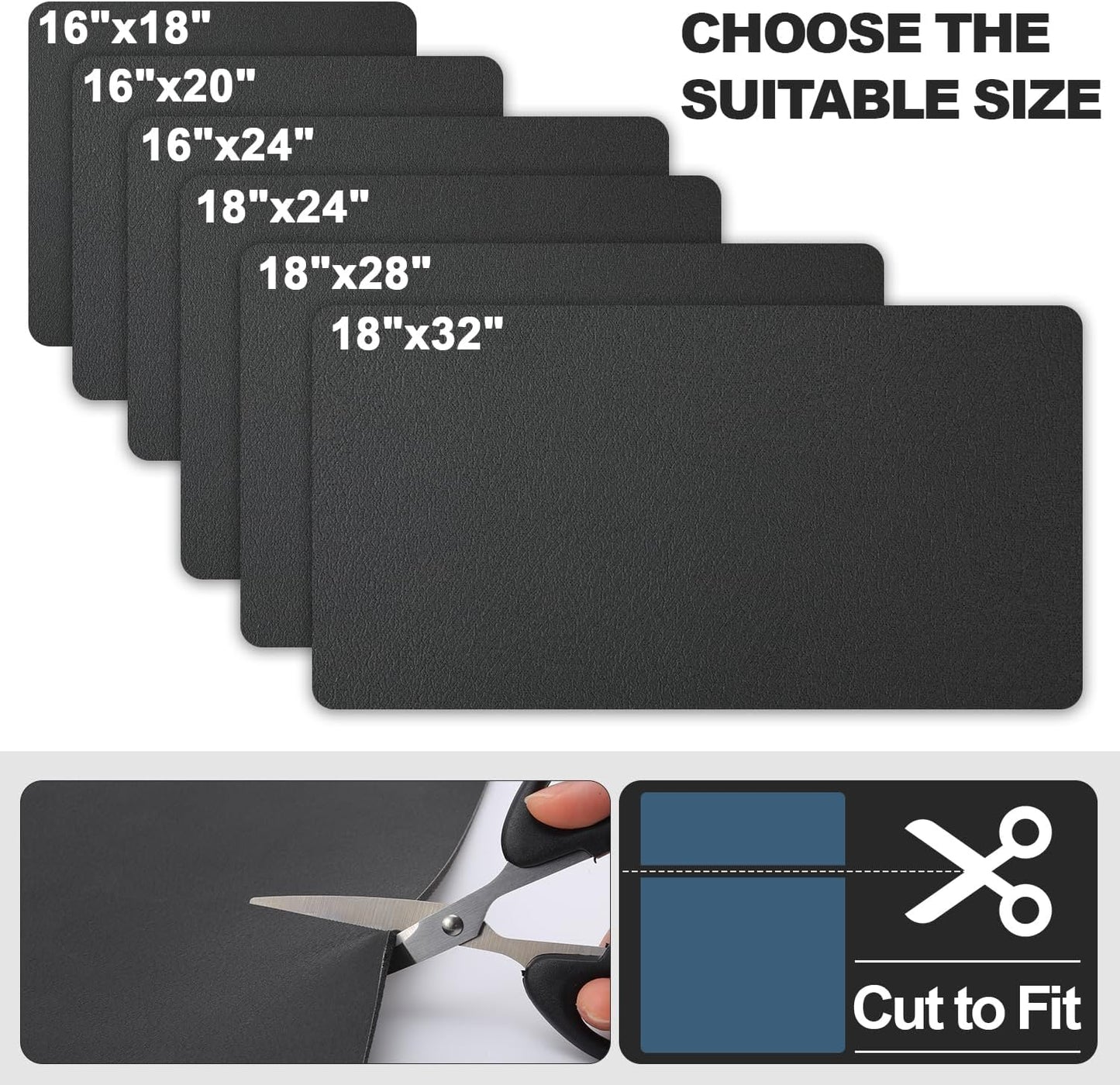 Dish Drying Mat for Kitchen Counter | Coffee Bar Mat for Countertops | Heat Resistant Drainer Mat with Non-slip Rubber Backed | Hide Stain Kitchen Absorbent Draining Mat | Black 16"x18"