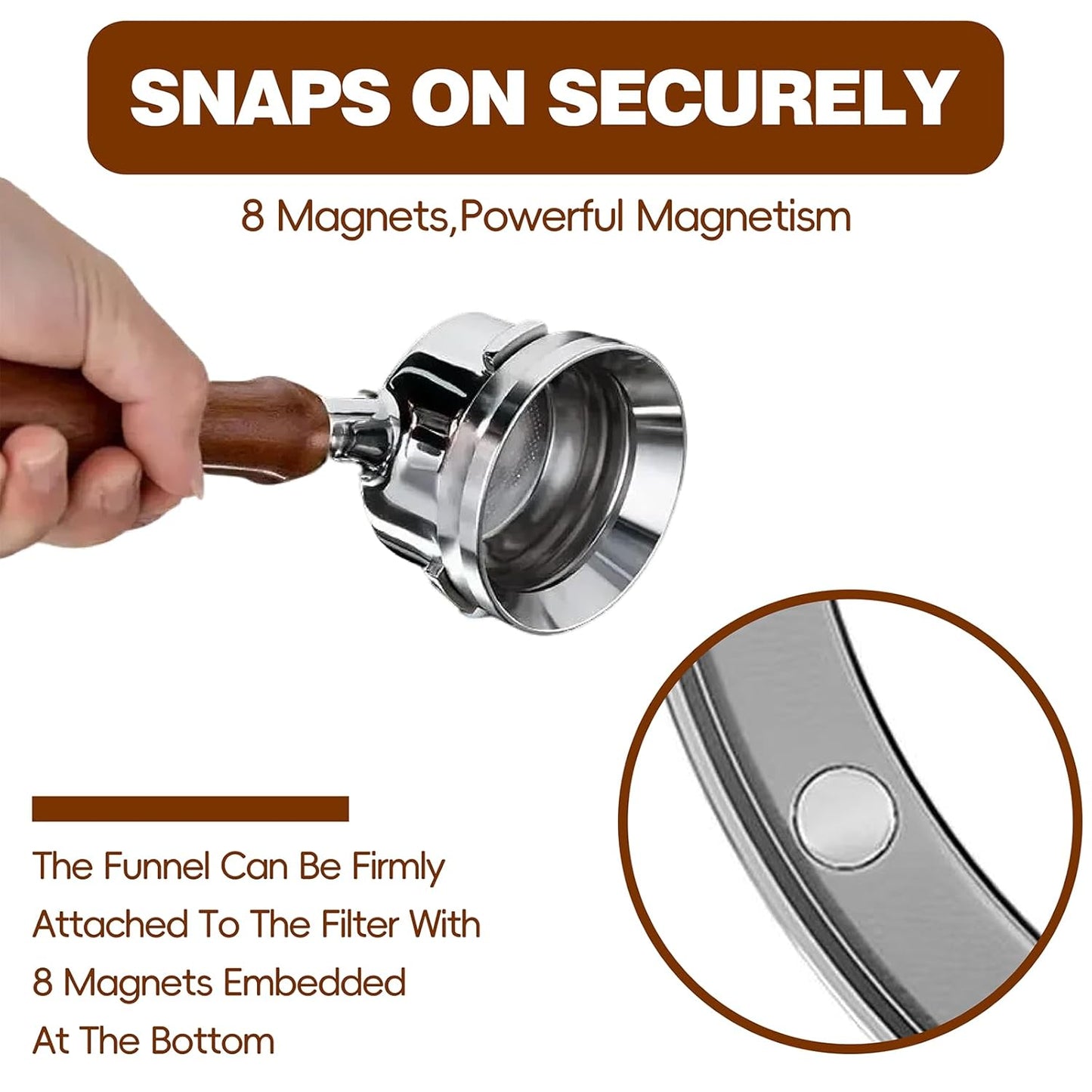 Magnetic Stainless Steel Espresso Dosing Funnel for 58mm Portafilter