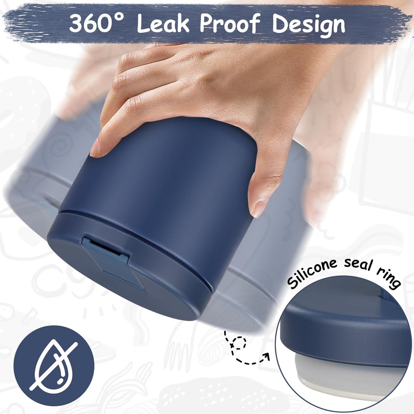 19oz Insulated Vacuum Food Jar with Buckle Lid Wide Mouth Soup Thermo for Hot Food Kids Leakproof Stainless Steel Lunch Container- Blue-1Pack