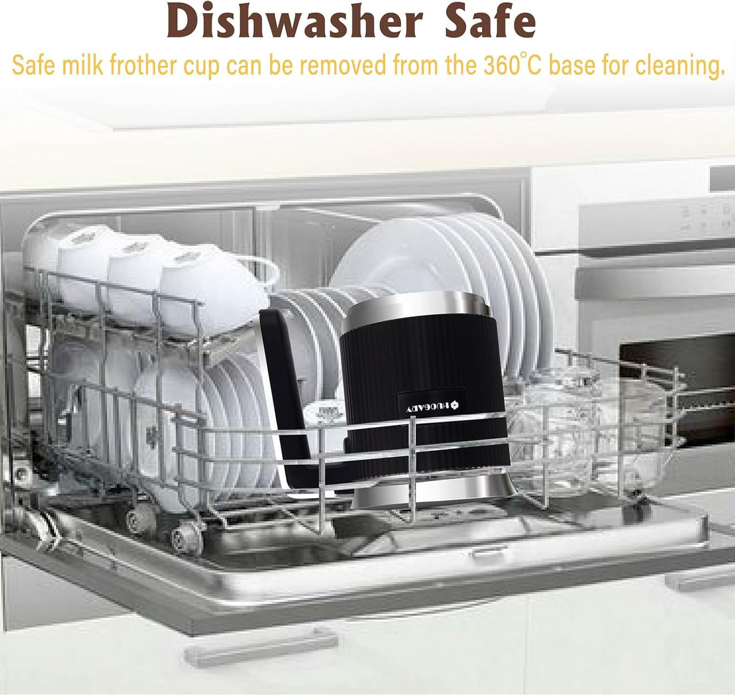 Huogary 5-in-1 Detachable Milk Frother Electric Milk Frother and Steamer Automatic Milk Foamer Frother Hot and Cold Foam Hot Chocolate Maker with Dishwasher Safe (Black)