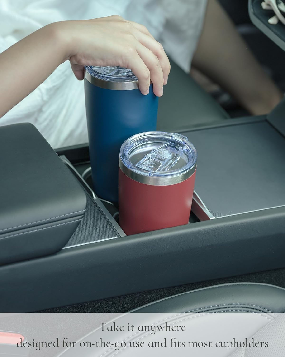 Travel Coffee Tumbler 20oz, Leakproof Travel Coffee Mug with Lid and Straw, Stainless Steel Double Wall Vacuum Insulated Tumbler for Hot/Iced Drinks (Textured Matte, Navy Blue)