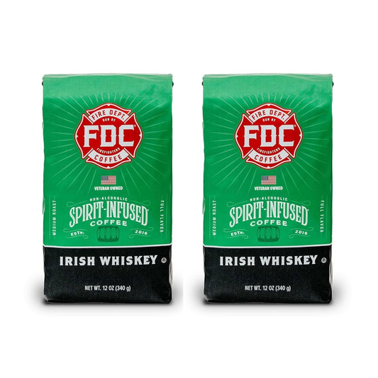 Fire Department Coffee - Gives Back to Firefighters - Irish Whiskey Infused Ground Coffee - Medium Roast - Non-Alcoholic - Roasted in the USA - Veteran Owned (12 oz, Pack of 2)