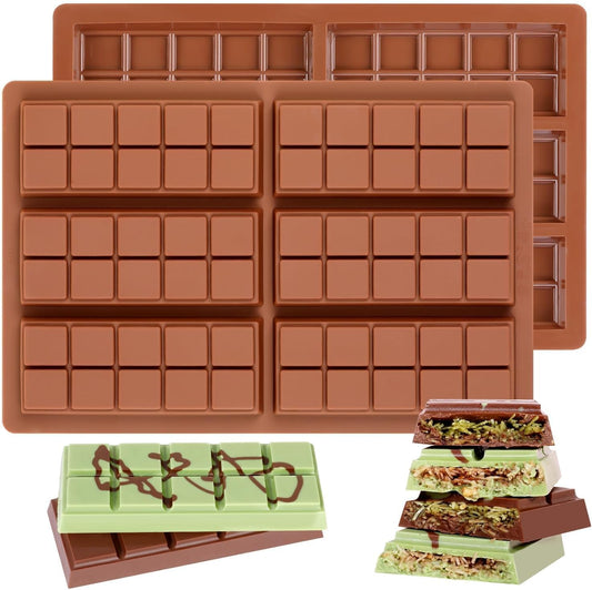 Chocolate Molds - Non-Stick Chocolate Bar Mold, Break Apart Chocolate Bar Maker Food Grade Deep Chocolate Bar Mold For Making Candy Knafeh Pistachio Chocolate Bar - Set of 2