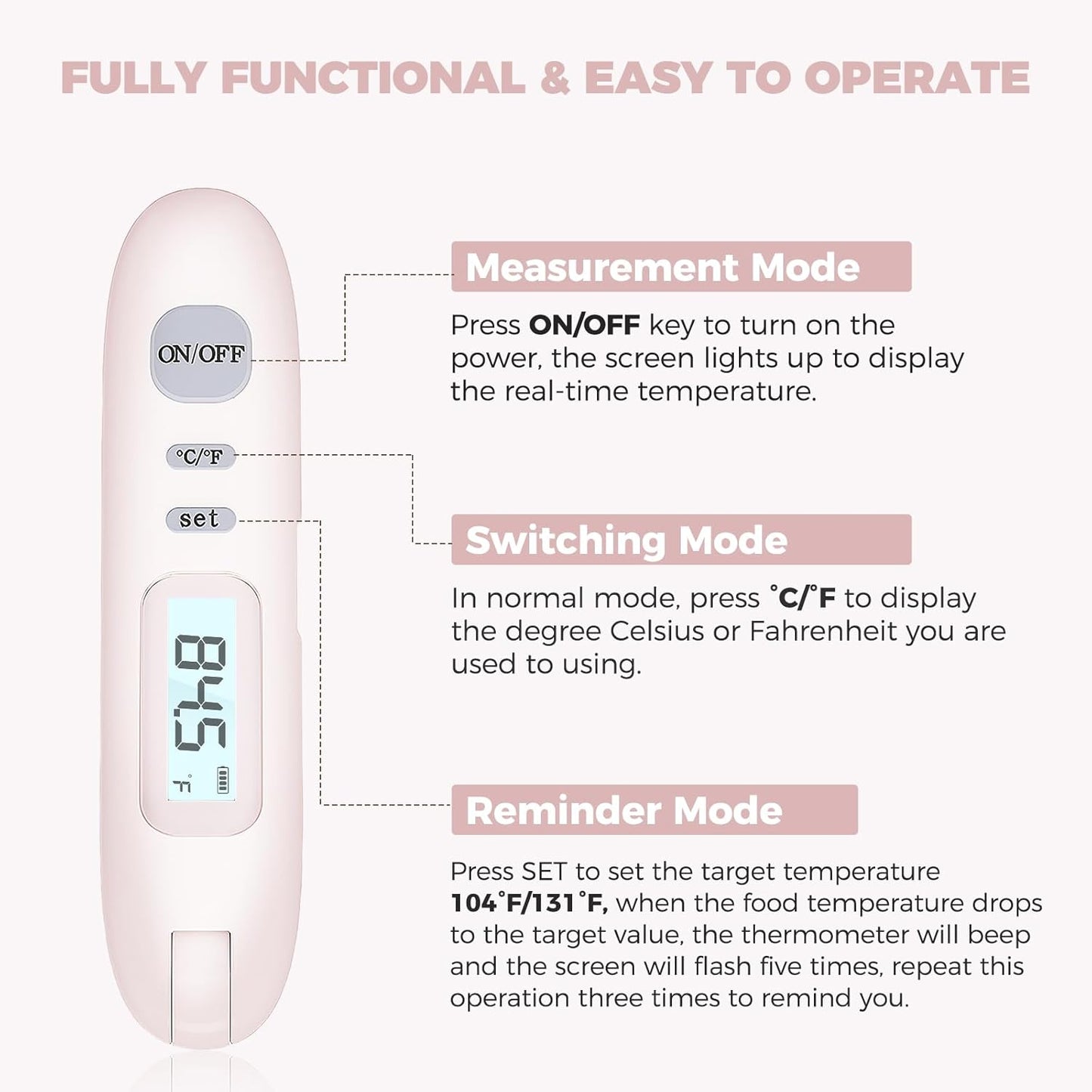 Meat Thermometer Digital - Instant Read Food Thermometer for Cooking Grilling Air Fryer Griddle Probe Kitchen Gadgets Essentials BBQ Grill Smoker Oil Fry Candy Turkey Instant Read Thermometer