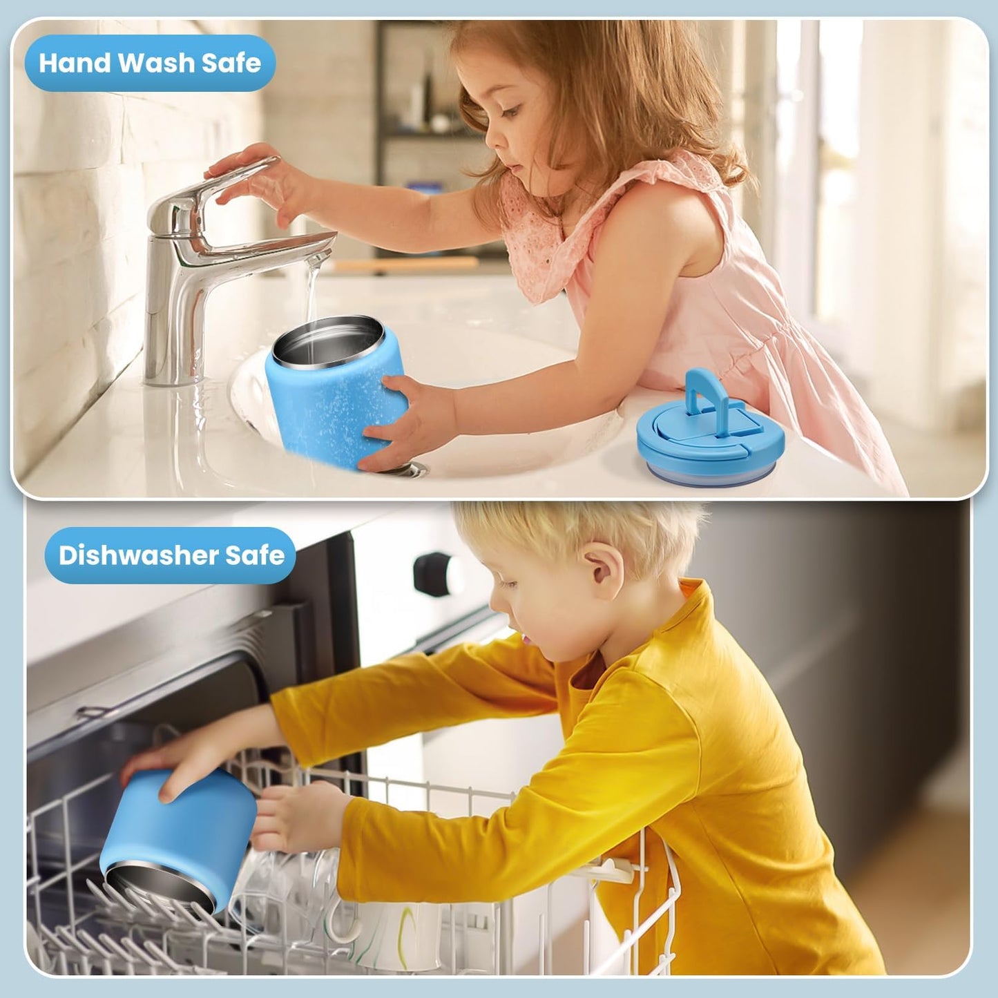 Soup Thermo for Hot Food Kids 25.5oz Lunch Containers with Buckle Lid Wide Mouth Hot Food Jar Vacuum Insulated Stainless Steel Bento Box Leakproof with Spoon(Blue)