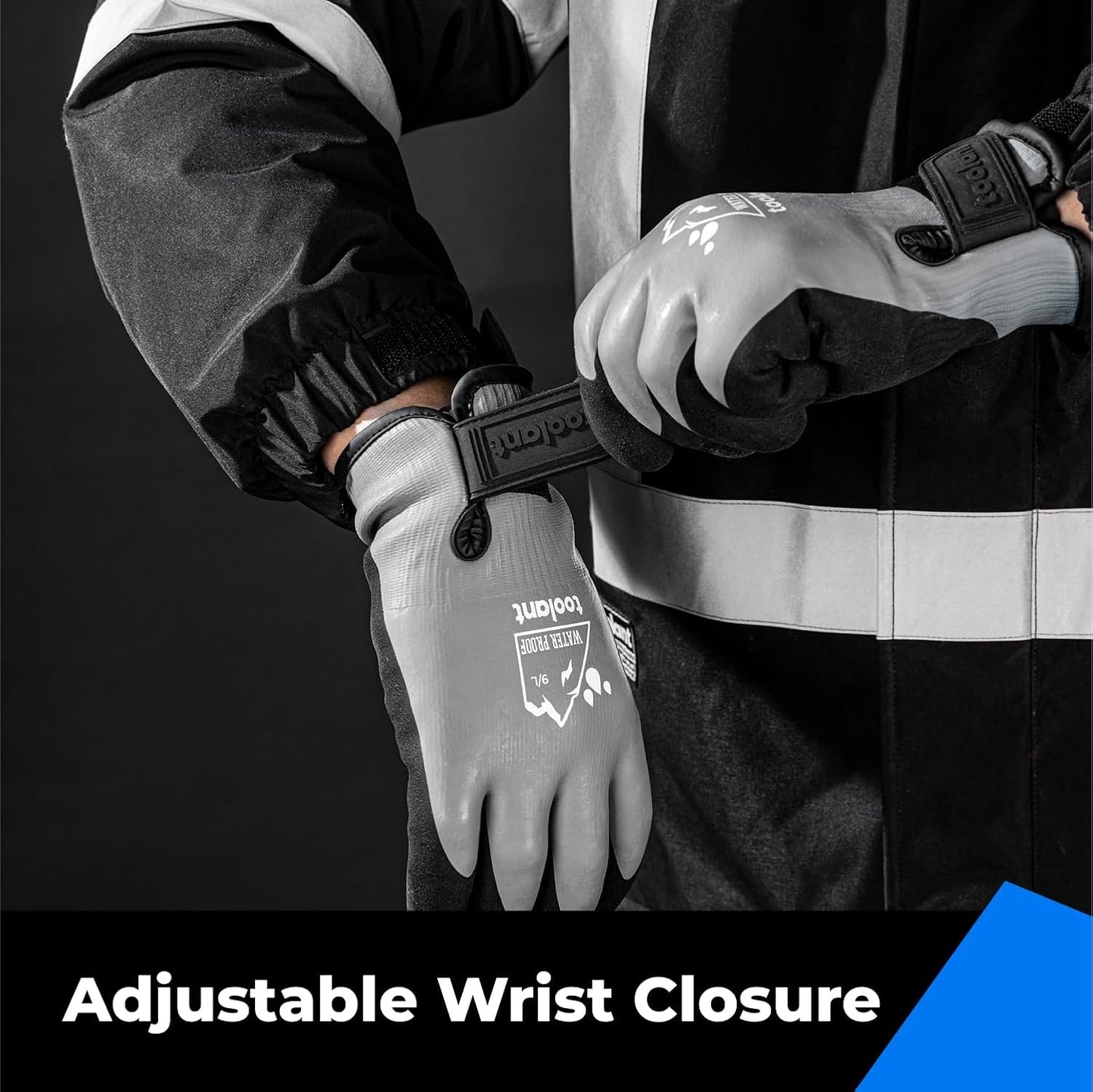 100% Waterproof Gloves for Men and Women, Winter Work Gloves for Cold Weather, Touchsreen, Thermal Insulated Freezer Gloves, With Grip, Grey, Large