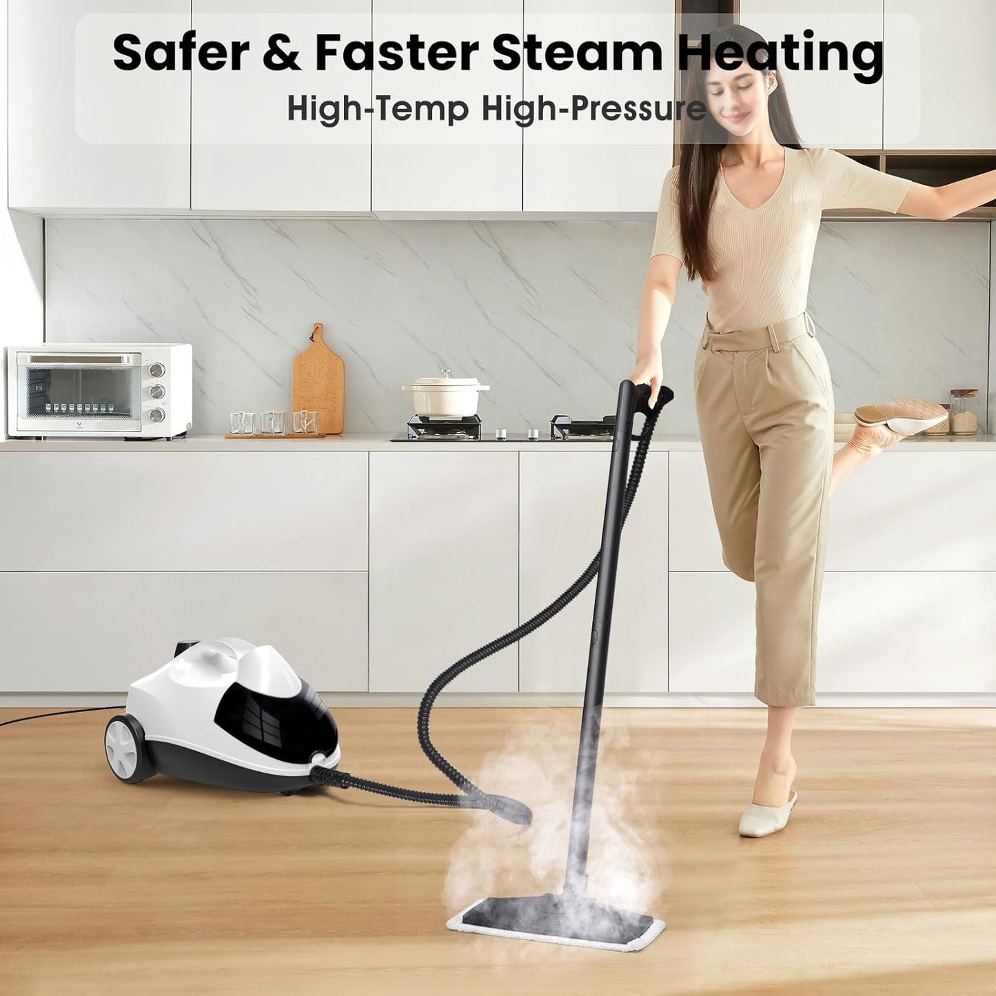 Steam Cleaner Sweepcent 1.5L Steamer for Cleaning Fast Heating 6-in-1 Multi-Surface with 8 Accessories UL499 Certified portable High Pressure Steam Cleaner for Home, Car, Floors, Sofas, Tiles, Grout