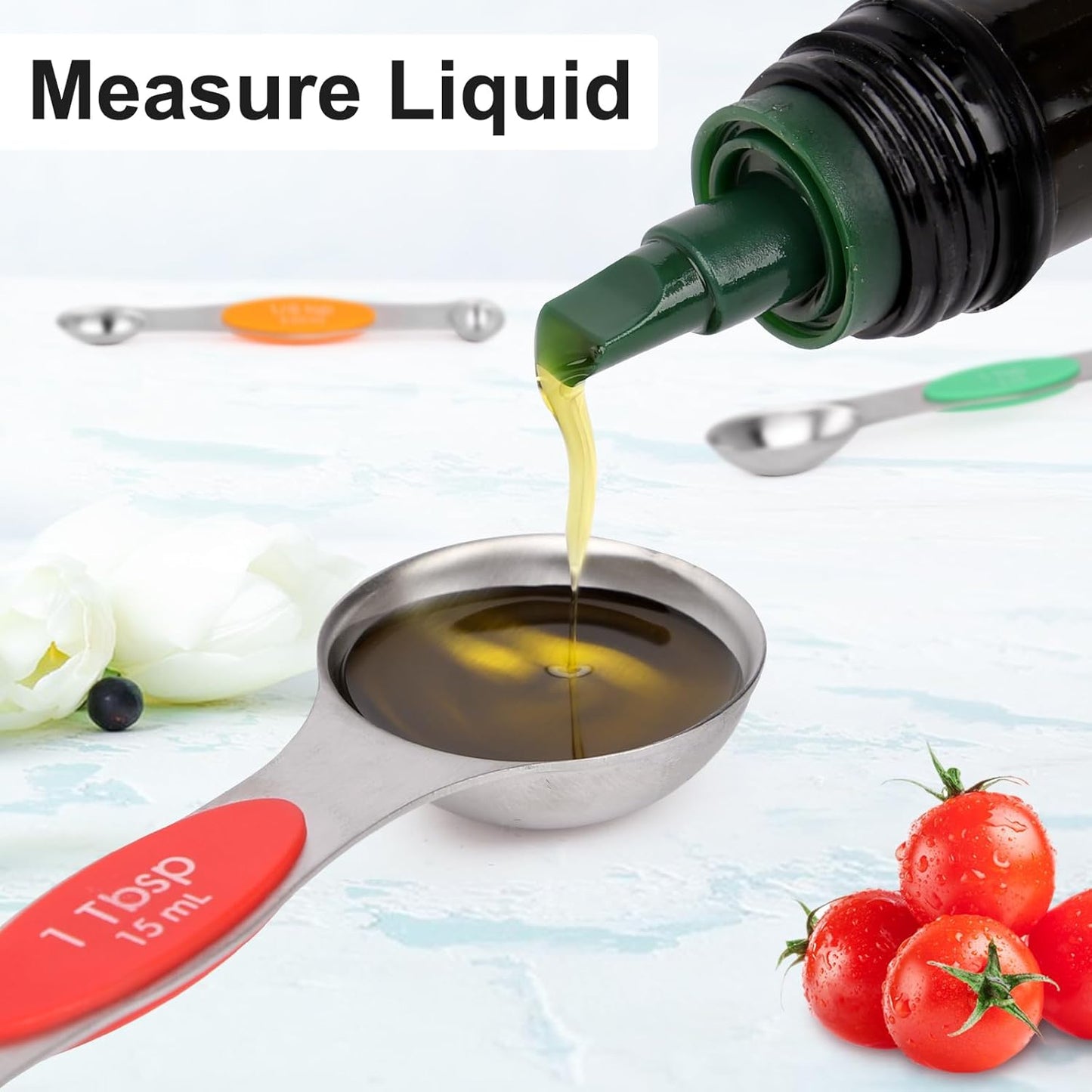 Magnetic Measuring Spoons Set - 7-Piece Stainless Steel Dual Sided Spoons with Leveler, Rustproof Nesting Design for Cooking, Baking & Medicine (US/Metric Markings, Dishwasher Safe)