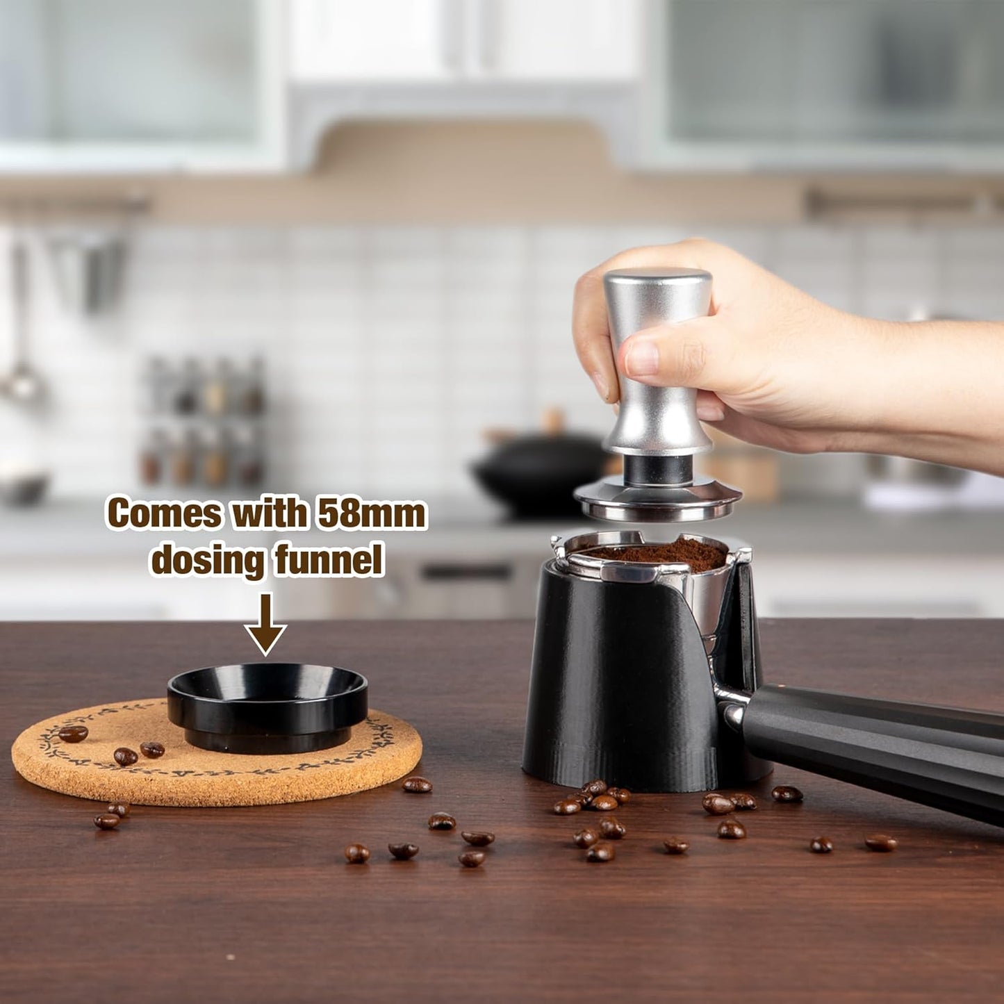 Coffee Tamper Base for Ninja Luxe Cafe Espresso ES601, Portafilter Holder Tamp Station and Coffee Powder Dosing Rings Funnel for Ninja Cafe Accessories, Sturdy Non-slip for Home Espresso Coffee