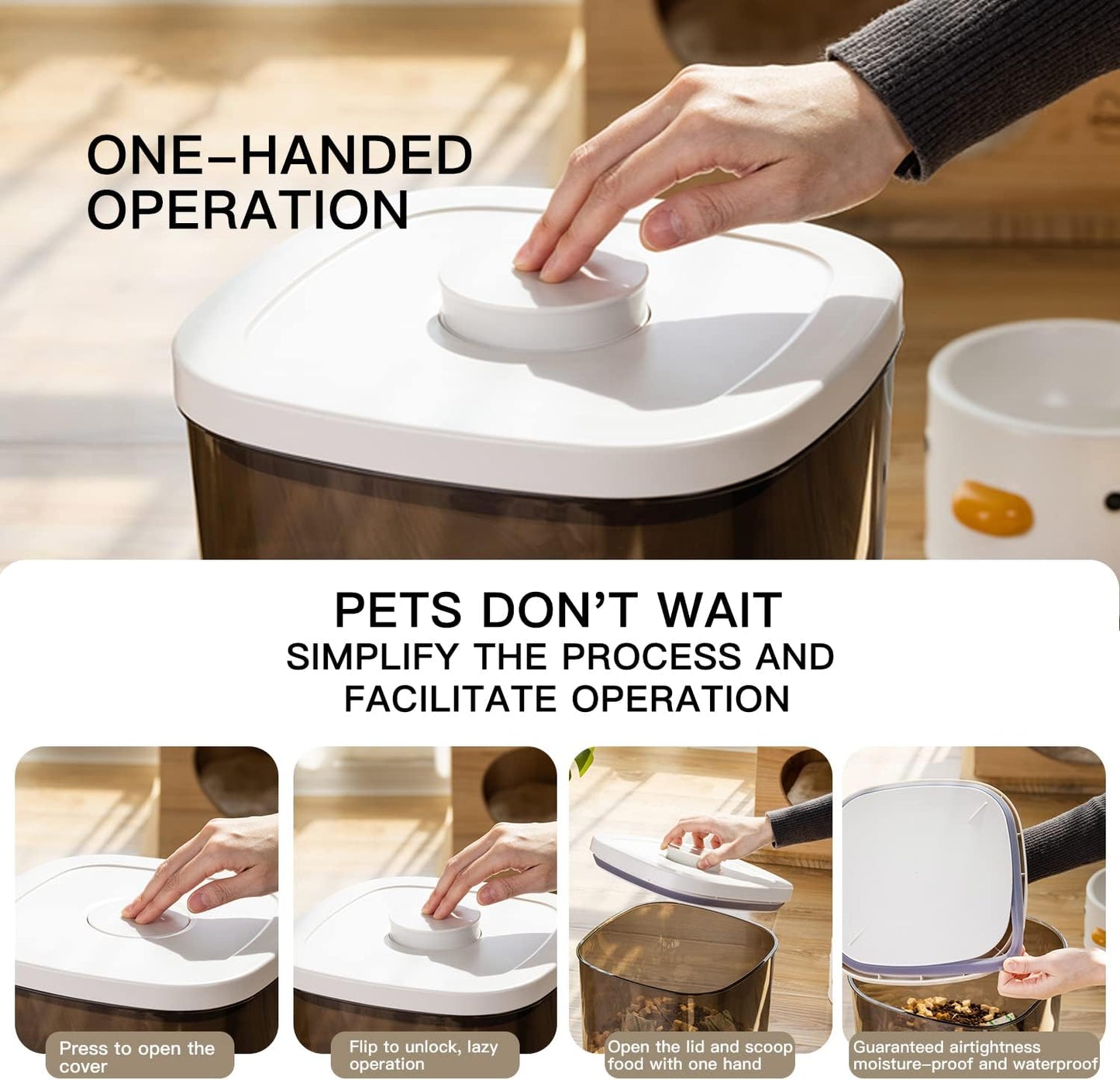 Rice Dispenser,5.28 Qt/5 L/10 Lbs Food Storage Container with Measuring Cup Food Cereal Container Bins Household for Pet Food Organization