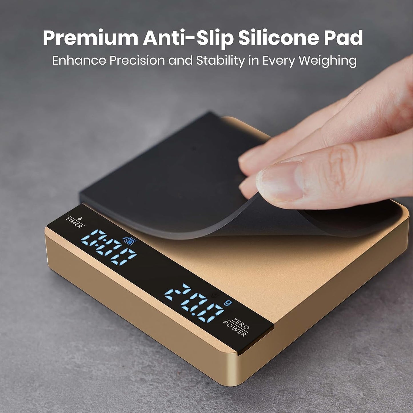 Mini Coffee Scale with Timer, Maestri House Rechargeable Espresso Scale, 2kg/0.1g Accurate Scale for Espresso and Pour-Over Coffee, Portable Digital Kitchen Scale with Automatic Timing-Gold