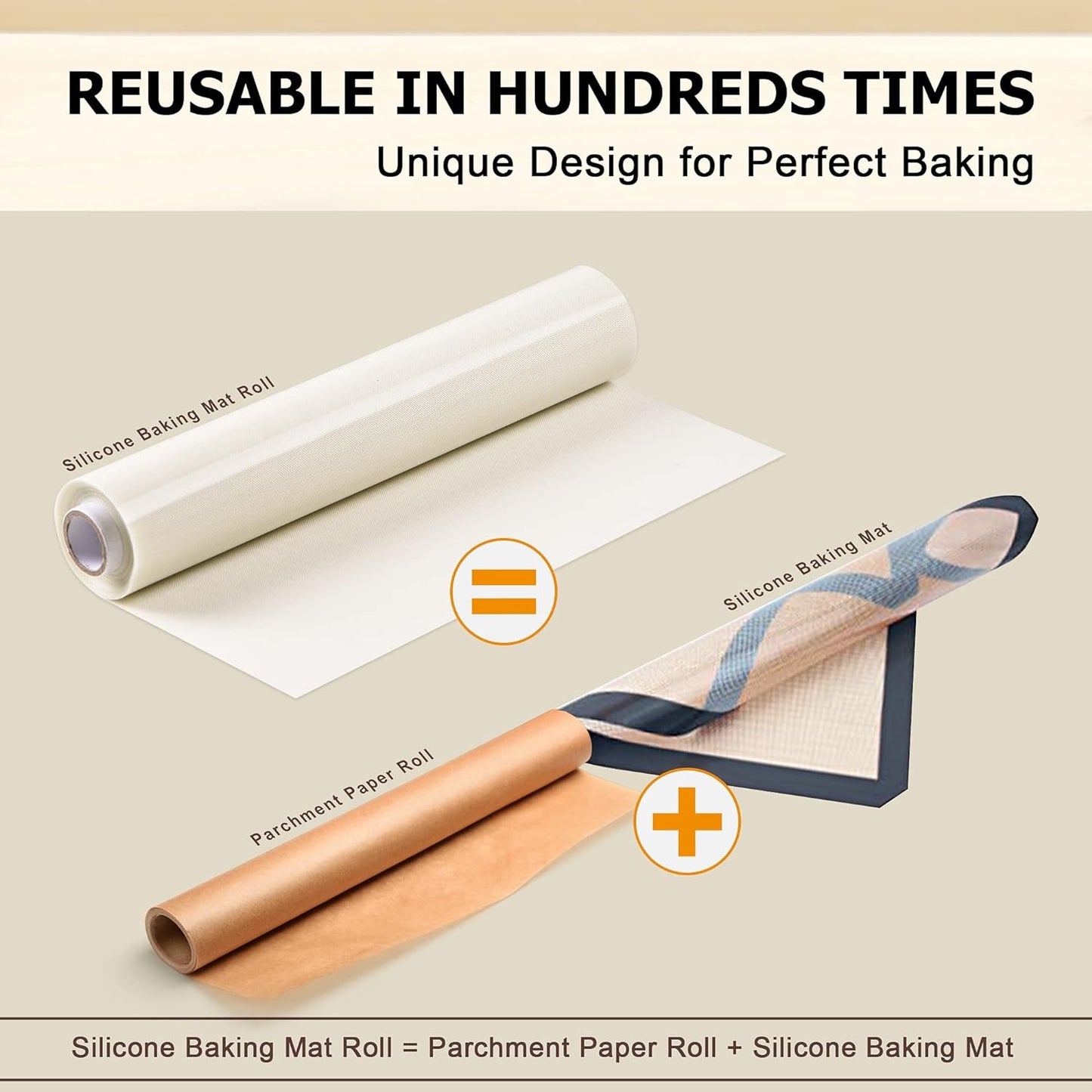 Silicone Baking Mat Roll - Best German Silicone - Non-slip Silicone Pastry Mat, Non-Stick Reusable Air Fryer Linner, Counter Mat, Oven Liner, Freeze Dryer Mat - 12IN x 10.7FT