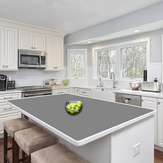 Silicone Mats for Kitchen Counter, 48"x32"(120cmx80cm) Large Heat Resistant Mat Kitchen Island Waterproof Countertop Protector Mat Nons-slip Extra Large Counter Mat, Light Gray