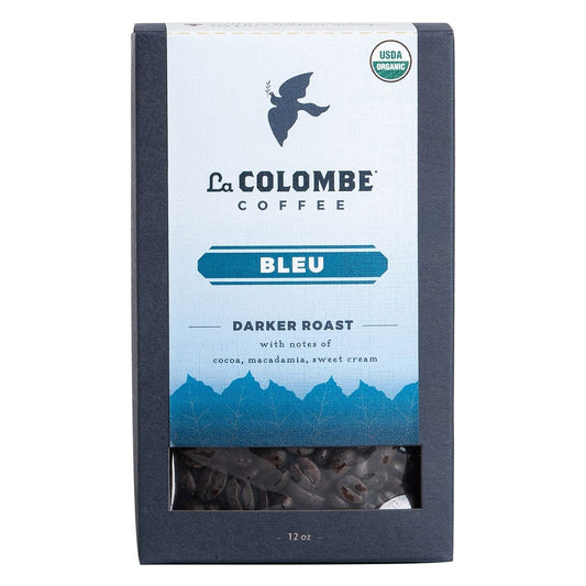 La Colombe Bleu Organic Dark Roast Whole Bean Coffee - Notes of Cocoa, Macadamia & Sweet Cream, 12 Ounce (Pack of 4)