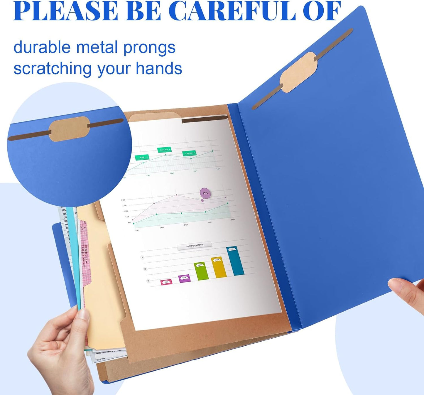 12 Pcs Classification Folders Letter Size,Back to School Supply for Teacher, Student, 2 Pocket Dividers Pressboard File Folder Bulk with 2 Fasteners,2 in Expanding File Organizer (Dark Blue)