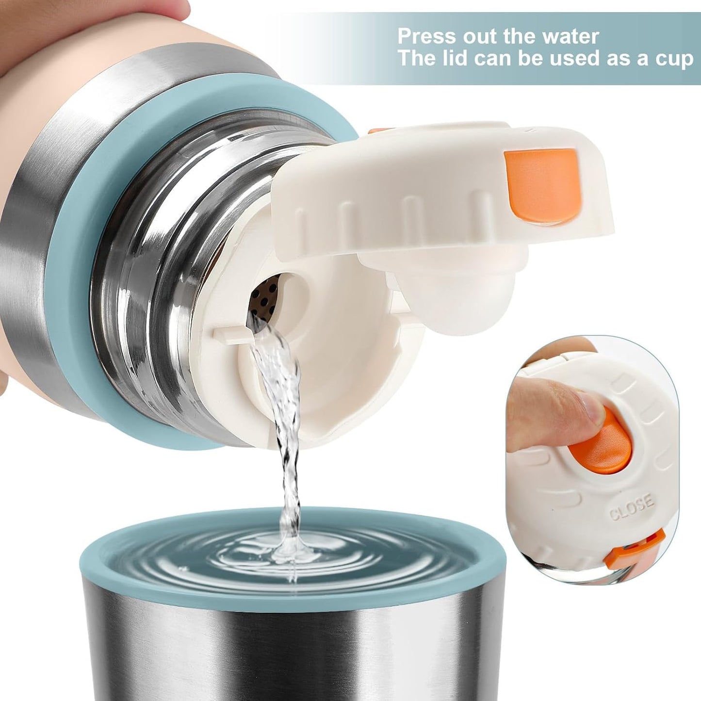 Stainless Steel thermo Bottles with cup 700ml/23.7oz Vacuum Insulated Bottle for hot and cold coffee drink water thermo flask with cup.(Gradient Blue,700ml)