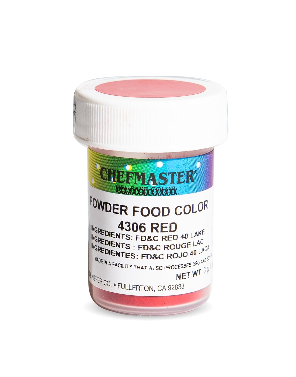 Chefmaster Red Dry Powder Candy Color | Vibrant Shades | Chocolate, Macarons, Fondant | Decorating | Professional-Grade Dye | Easy-to-Use | Manufactured in USA | 3 grams
