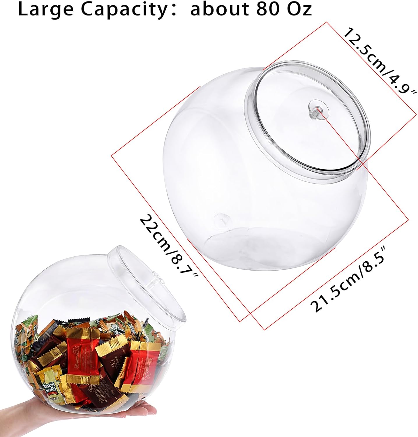 ELLDOO Clear Slanted Plastic Storage Jar with Lid, 80 Oz Wide Mouth Laundry Pods Container, Coffee Pods Holder for Nespresso K Cup, Candy Cookie Jars for Coffee Bar Kitchen Breakroom