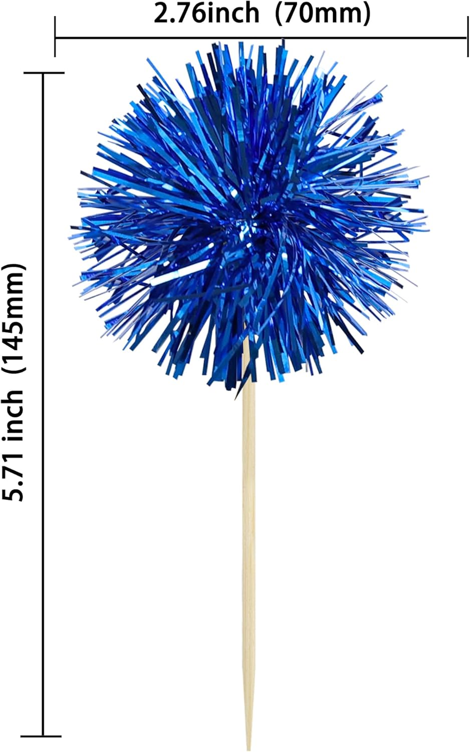 Gyufise 30Pcs Foil Firework Cupcake Toppers Sparkle Tinsel Cake Toppers Tinsel Drink Cake Decoration Cocktail Picks for Birthday Wedding Graduation Party Supplies Dark Blue