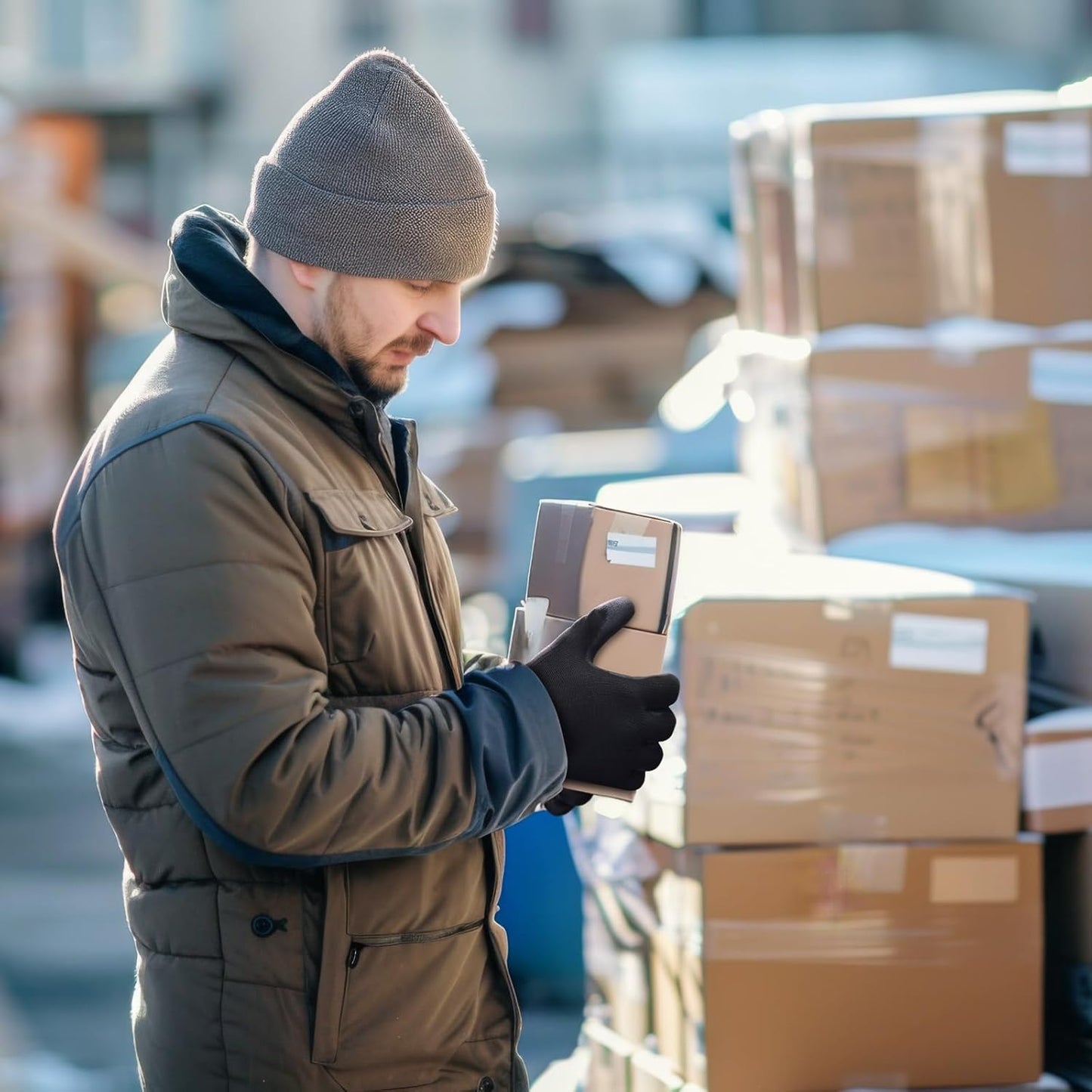 KAYGO Winter Work Gloves for Men and Women, 12 Pairs Thermal Insulated Safety Work Gloves PU Coated, Smooth Grip on Palm & Fingers,Ideal for Freezer Work,Black,L