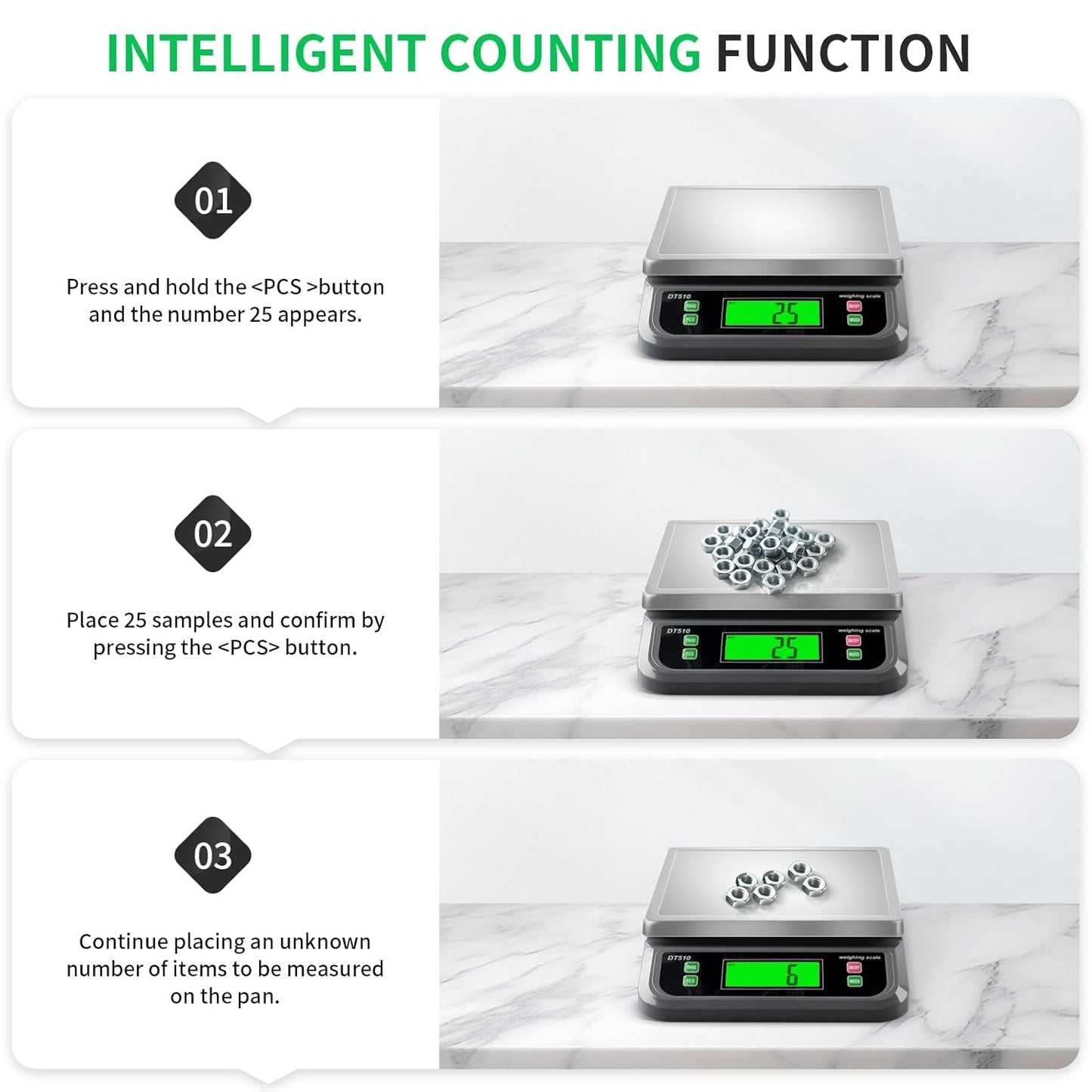 Large Food Scales for Kitchen 88lbs/40kg Digital Food Scale with Tare and PCS Funtion Stainless Stee Tray Baking Scale for Cooking with Adapter, 6 Unit (Grey, 40kg)