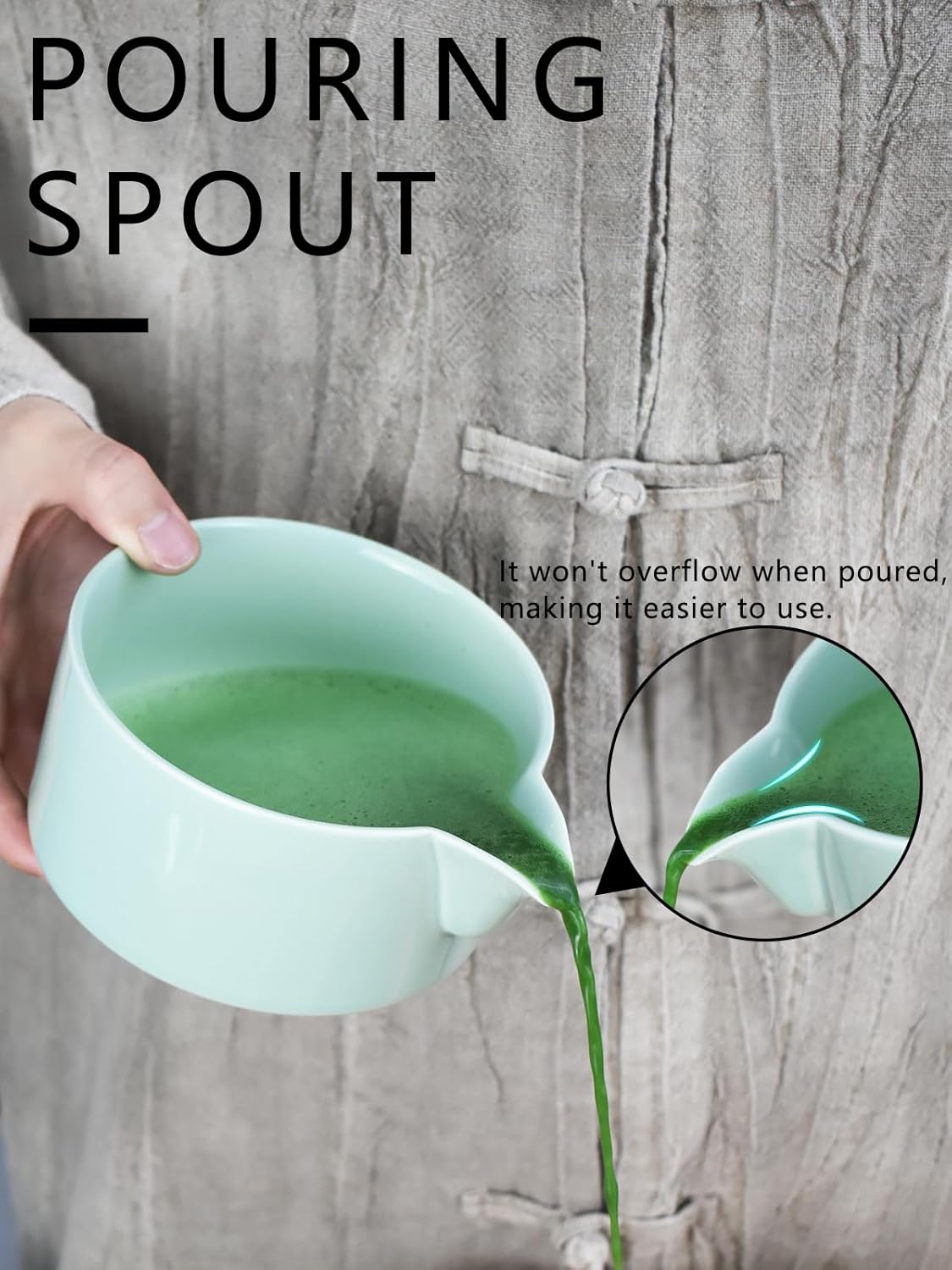 Artcome Premium Matcha Tool Set – Includes Matcha Bowl with Pouring Spout, Whisk, Whisk Holder, Tea Scoop & Matcha Manual - Green