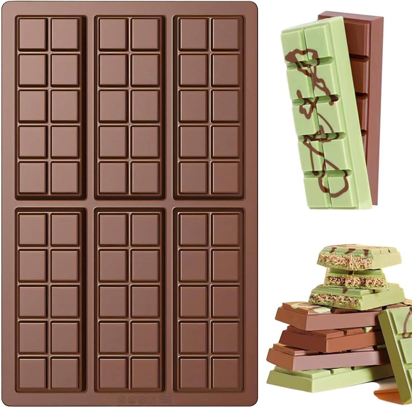 Chocolate Bar Mold, Silicone Dubai Chocolate Bar Mold, Non-Stick Chocolate Bar Molds, Deep Chocolate Bar Mold for Dubai Chocolate Bar Pistachio, Candy, Milk Chocolate Bar