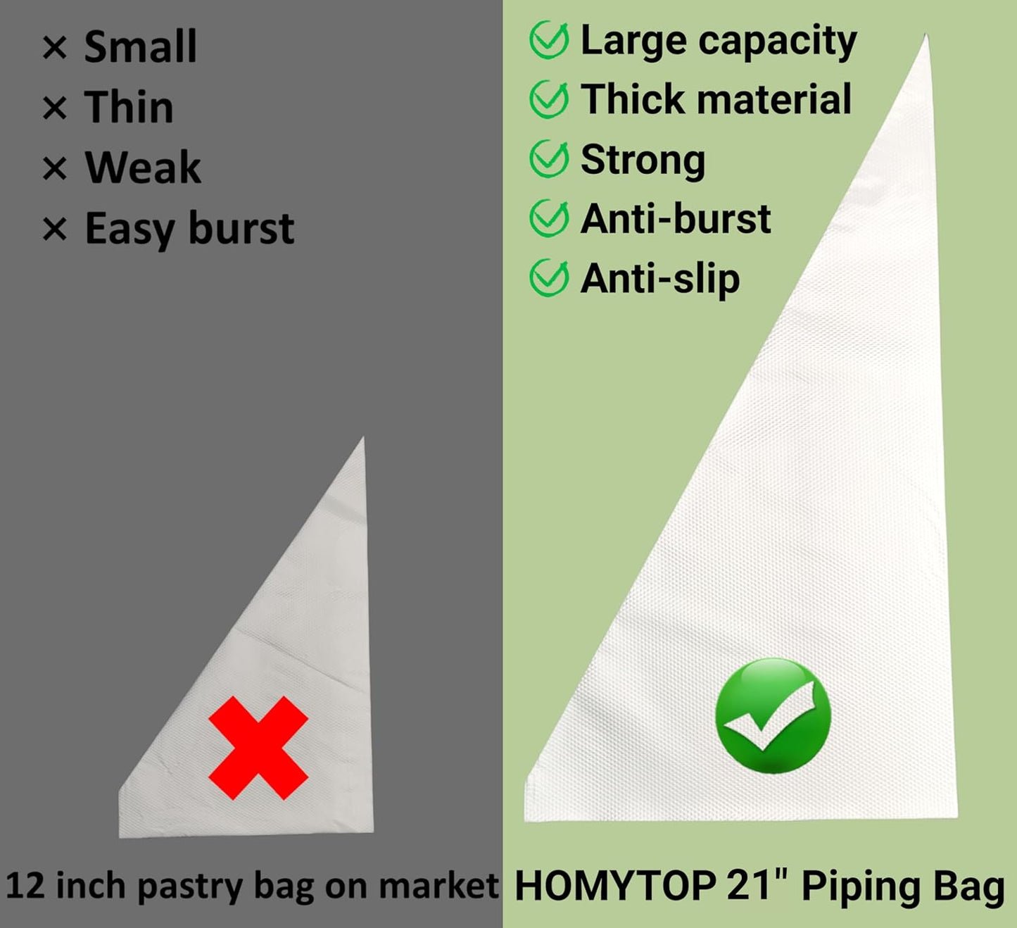 21 Inch Extra Large Piping Bags 100 Pack - Disposable Pastry Bags - Thick Anti-Burst Pastry Icing Frosting Piping Bags For Decorating Cupcakes Cakes Cookies (Large 21 Inch-100 Pack)