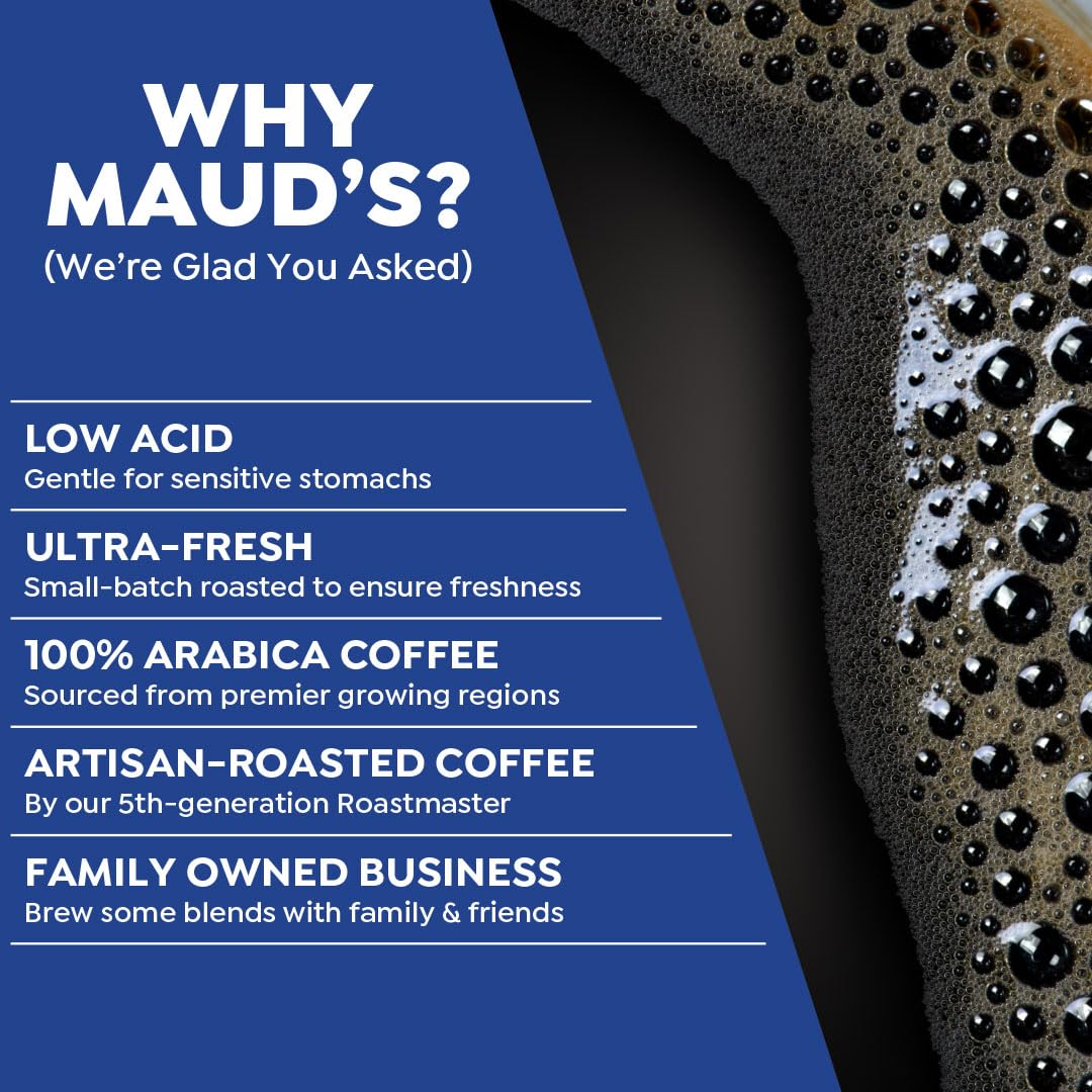 Maud's Columbian Coffee Pods, 18 ct, Single Origin, Medium Roast Coffee in Recyclable Single Serve Pods – 100% Arabica Coffee, Compatible with Keurig K Cups Maker