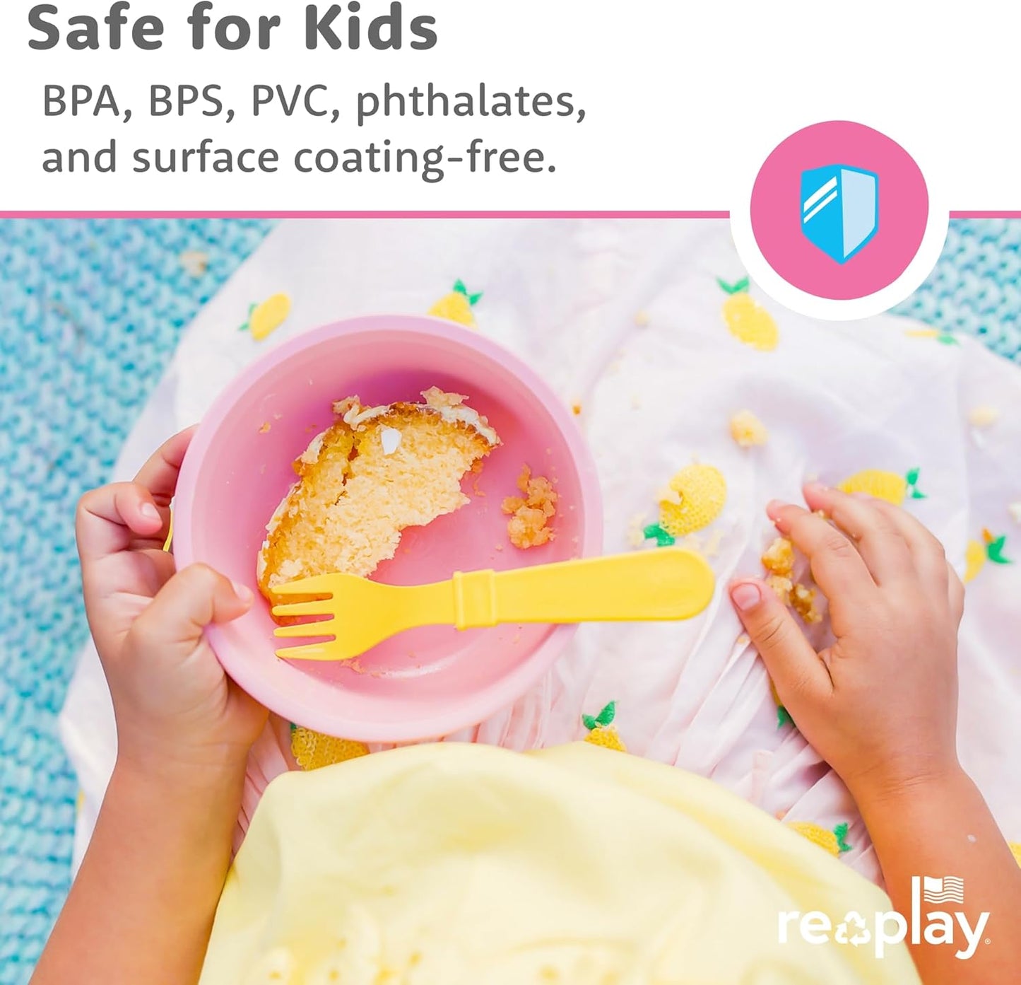 Re-Play 12 Oz. Toddler Bowls for Snack and Everyday Dining - Dishwasher and Microwave Safe - Made in USA - Set of 3-5.75" x 5.75" x 2" - Beach Baby