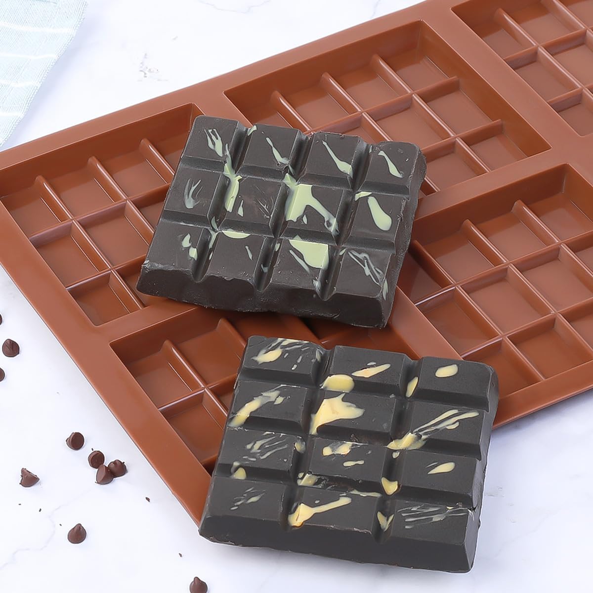Deep Chocolate Bar Mold, Square Thick Silicone Chocolate Bar Mold for Stuffed Chocolate Bar, Wax Melt, Candy Bar Mold 3 Pack