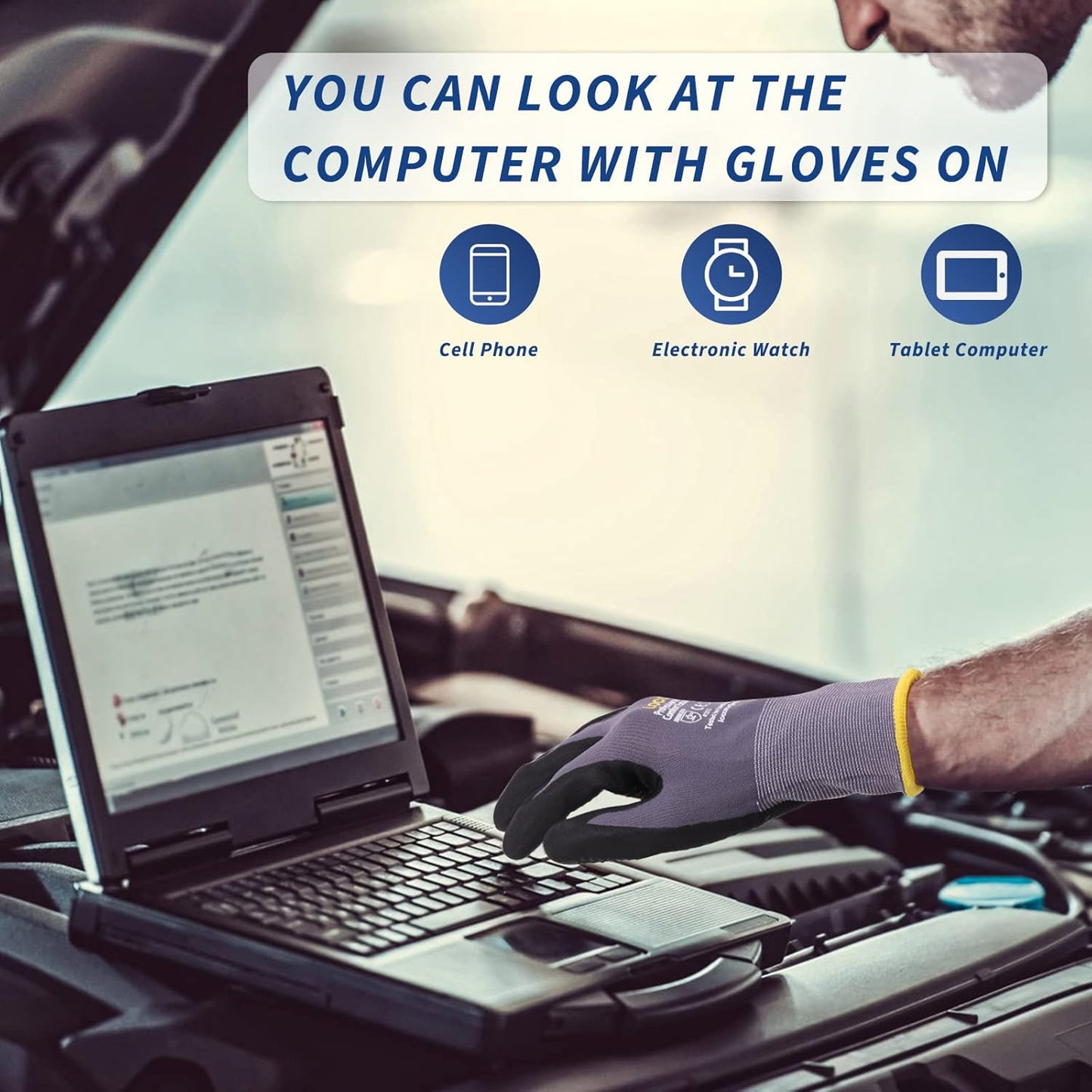 Work Gloves MicroFoam Nitrile Coated-6 Pairs,Endurance Seamless Knit Nylon,Dots on palm,Tacky Dot Grip Gloves