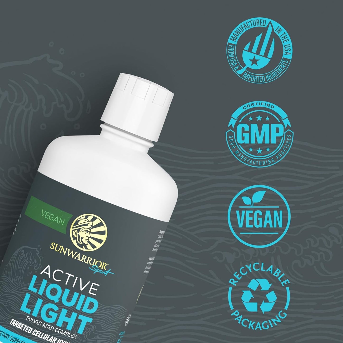 Fulvic Acid Trace Minerals Drops Supplement Organic Liquid Mineral Water Drops Vegan | Plant Based Liquid Light Mineral Complex 32 Fl Oz 32 Servings by Sunwarrior