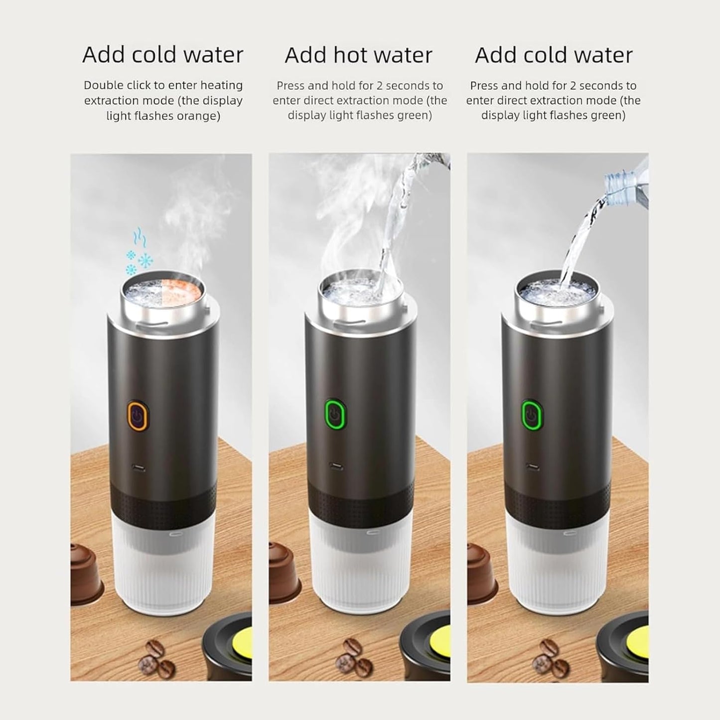 Esprova Portable Espresso Machine, Portable Electric Coffee Maker for Travel Camping, 3-in-1 Self-Heating Espresso Maker, Compatible with Ground Coffee and Capsules, Compact Lightweight (Green)