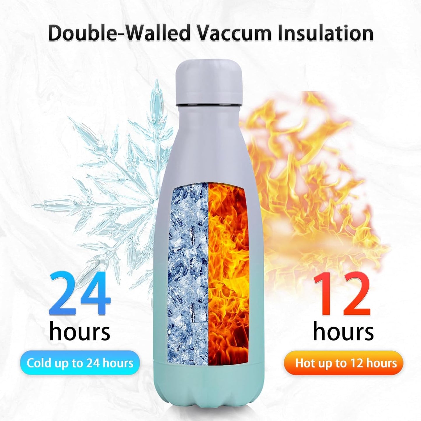 Insulated Water Bottle, 2 Pack-9oz Stainless Steel Water Bottles with straw lid, Metal Sports Water Bottles for Boys,Girls, Double Wall Vacuum BPA-Free Flask for School (Sunset & Sea)