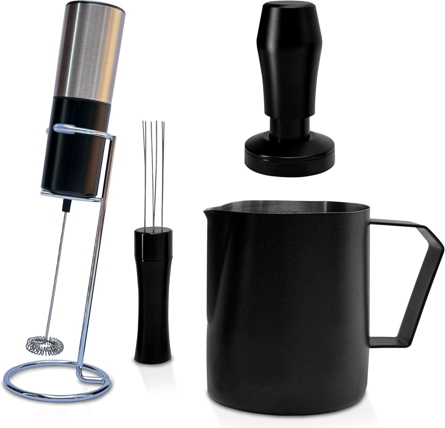 WDT Tool Espresso Magnetic, Espresso Tool Kit, Coffee Tamper 51mm, Milk Frother Handheld, Frothing Pitcher Stainless Steel, Electric Drink Mixer Wand, Barista Tools for Coffee Lovers