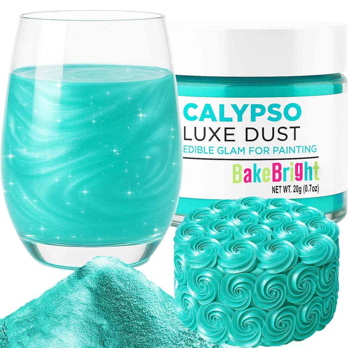 Bulk (20g) Luster Dust Edible Cake Decorations, Teal Edible Dust for Cake Edible Luster Dust for Cupcake Decorations, Cake Drip, Teal Edible Paint for Cakes, Edible Shimmer Dust for Drinks