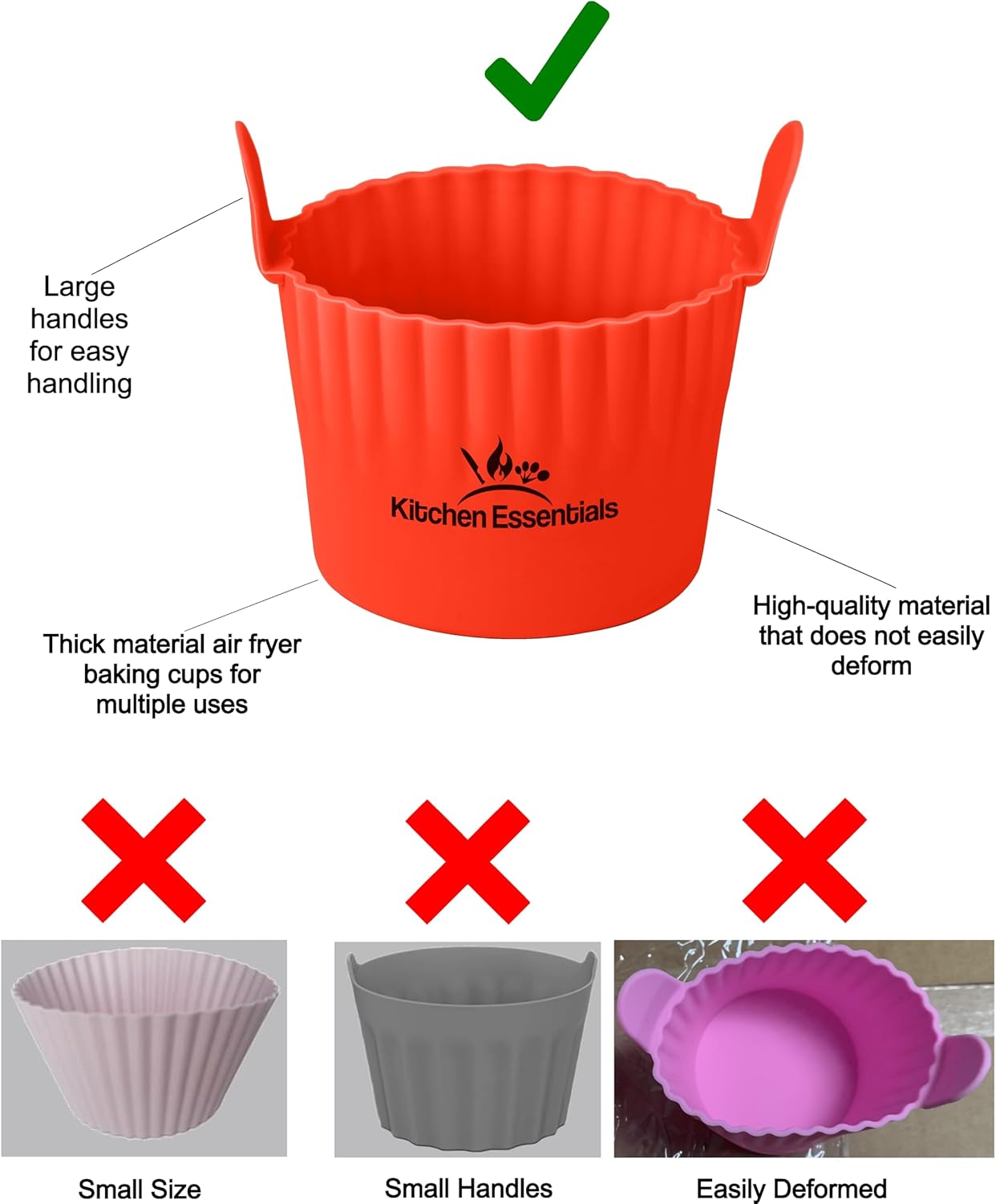 Air Fryer Baking Ramekins – Premium Food-Grade Silicone Mold Cups – Easy Release Nonstick Bakeware Set, 4-Pack for Eggs, Muffins, Cupcakes, Puddings, Tarts, Custards, and More!